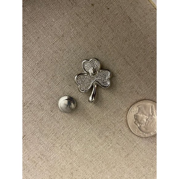 Pierre Balmain Rhodium Plated Silver Swarovski Crystal  4 Leaf Clover  Lucky Pin - Picture 5 of 5